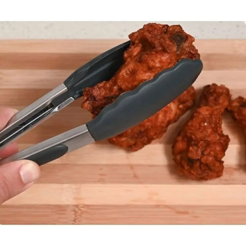ECO QUALITY - NWT Set of 4 Stainless Steel Kitchen Tongs. 8” w/Silicone Tips